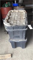 Plastic Storage Totes, (3)