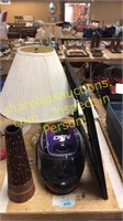 Motor cycle helmet, lamp, vase, misc