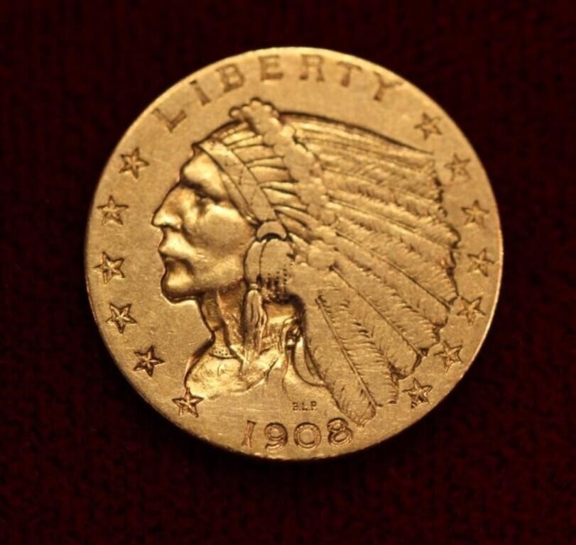 1908 Gold $2 1/2 Indian Coin