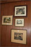 4pc Wallace Nutting hand colored Prints "The