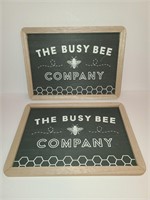 2 Pack Busy Bee Company Wood Sign