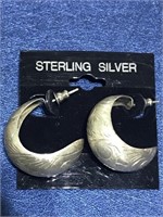 Large sterling silver hoops earrings