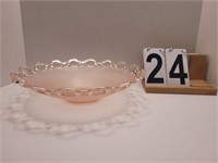 Pink Hocking Open Lace Edge Frosted Serving