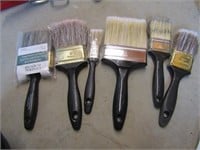 6 Black Handled Paint Brushes