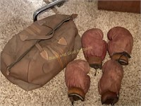 Vintage Duffel Bag with Boxing Gloves