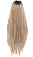 (new)Blond Straight Wig, Front Lace Wig Bangs No