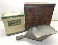 1924 Edgemont Cracker Tin, Biscuit Tin & Scoop