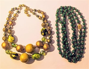 Vintage Beaded Green Necklaces