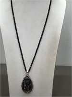 NEW BLACK SPINEL NECKLACE WITH MULI COLOR PENDANT