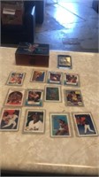 Wood box w assorted ball cards