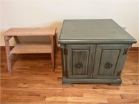 Painted side table and homemade table shelf