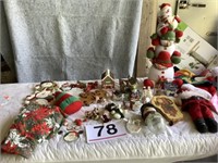 Christmas decor - tablecloth, picks, candle holder