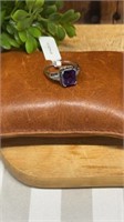 Sterling Silver Ring. Beautiful Center Amethyst