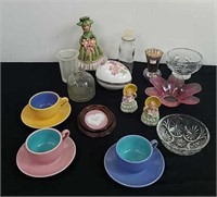 A group of vintage collectible dishes and knick