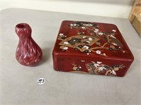 Oriental Style Box & Sm Vase