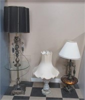 Floor lamp with glass table top that measures 62"