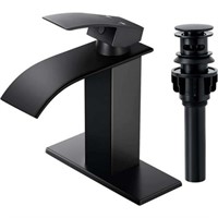 Kede Black Waterfall Bathroom Faucet Single Handle