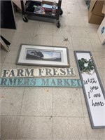 Wood signs and framed art