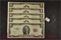(5) Jefferson $2 US Notes: