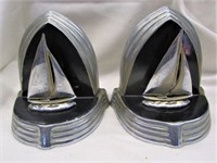 Really Nice Art Deco Style Sailboat Book Ends