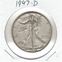 1947-D Silver U.S. Walking Liberty Half Dollar