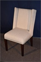 Brass tack upholstered side chair; as is