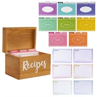 WFF9041  Juvale Wooden Recipe Box, 7x5x5 in