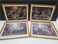 Set of Dogs Playing Poker Pictures 16"w Man Cave