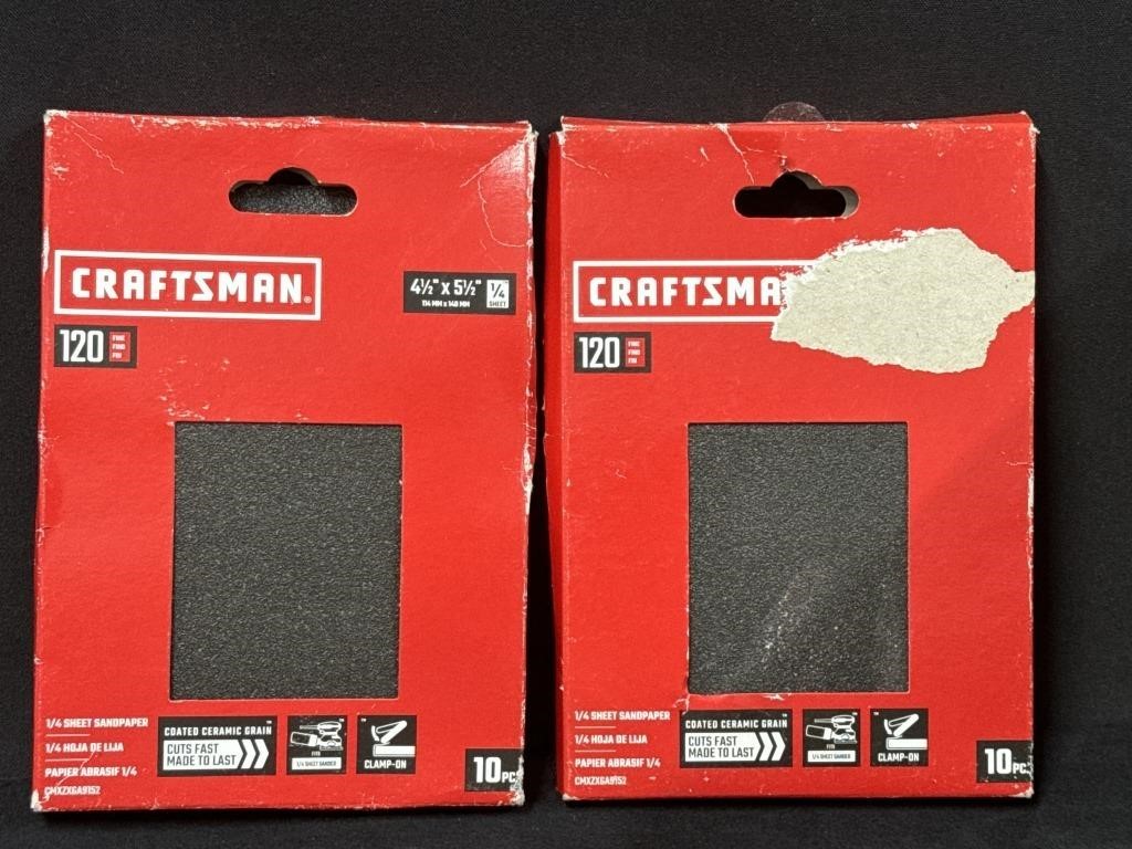(2) Craftsman 120 Grit Ceramic 1/4 Sheet Sandpaper