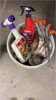 5 gallon bucket spray paint, bug spray, chrome