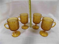 Vintage Tiara Amber Indian Glass tall mugs/glasses