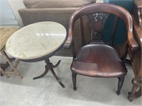 Vintage marble  top stand and chair