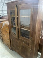 Antique glass front cabinet (6ft h x 40” w)
