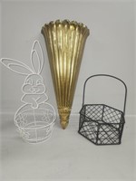 Wire baskets, Rabbit Decor, Golden Wall Accent