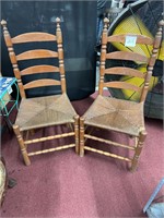 PAIR OF VINTAGE LADDER BACK CHAIRS