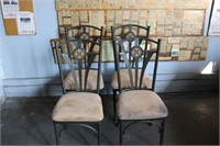 Four Iron and Upholstered Microfiber Dining Chairs