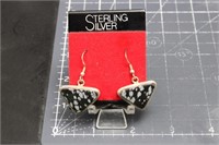 Sterling Silver, snowflake obsidian, earrings