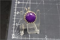 Sterling Silver, purple jade pendant