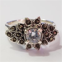 $200 Silver Marcasite CZ Ring