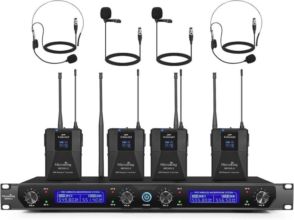 MicrocKing UHF 4 Channel Wireless Mic System