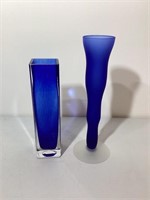 Vintage Cobalt Blue Art Glass Vases