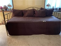 DAY BED W/ QUILTED COMFORTER AND 2 TWIN