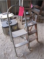Alum & Wood step stools approx 2'