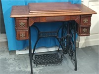 Oak case Singer treadle sewing machine look at