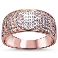 Rose Toned White Topaz Micro Pave Ring