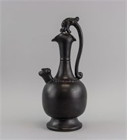 Chinese Black Glazed Porcelain Dragon Handle Vase
