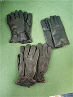 3 pair leather gloves