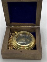 WOODEN NAUTICAL BOX W/ COMPASS NECKLACE