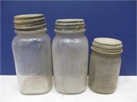 3 old canning jars w. lids