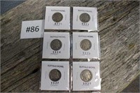 6 Buffalo Nickels 1920, 23, 24, 26, 27, 29